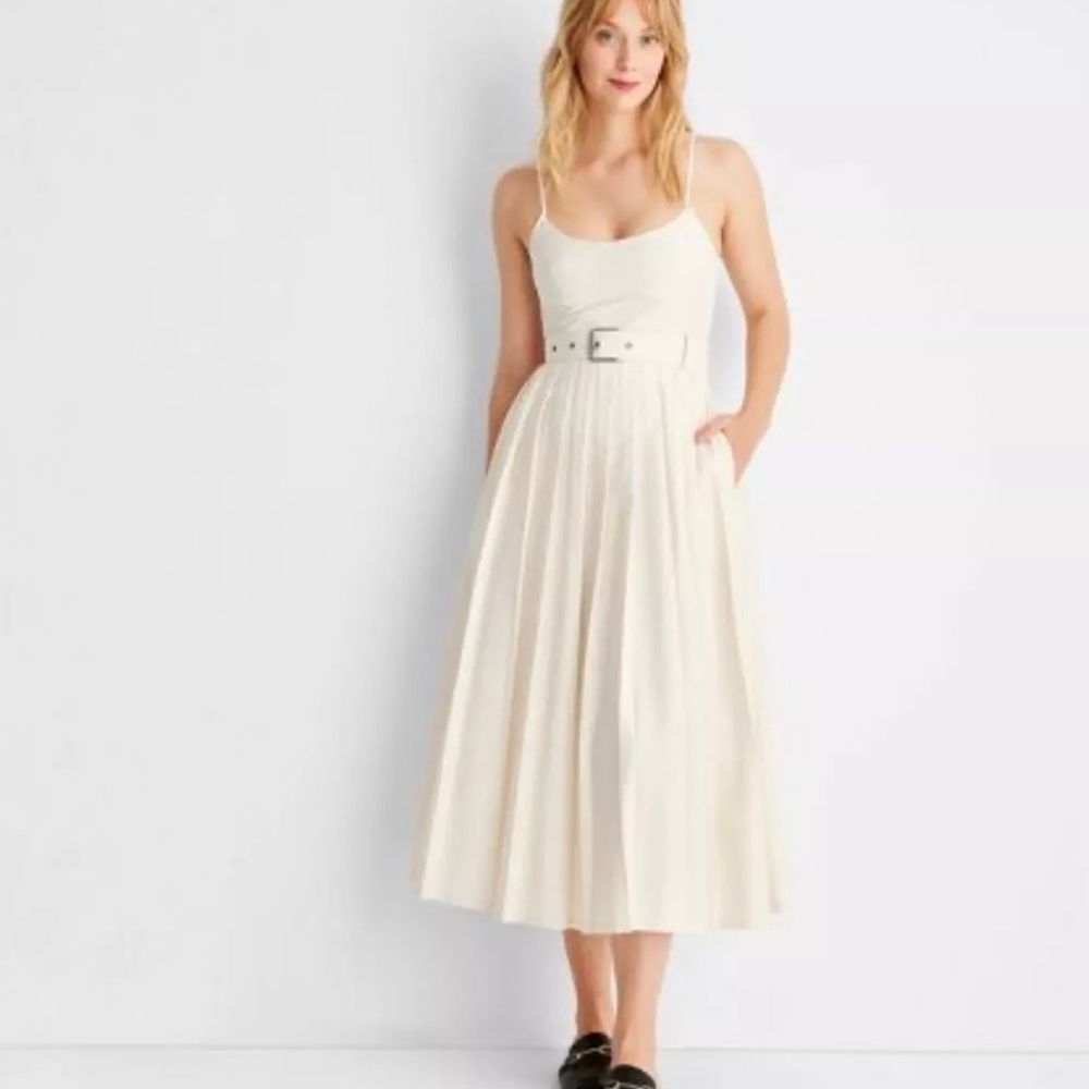 Future Collective Reese Blutstein Strappy Pleated Midi Dress